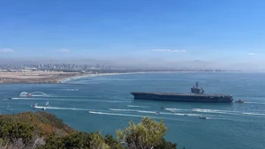 USS Abraham Lincoln in San Diego after long deployment