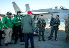 Trump says military remains in place as talks with Iran set to begin